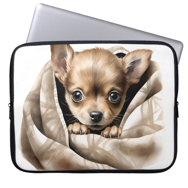 CUTE CHIHUAHUA PUPPY IN BLANKET LAPTOP FODRAL (Framsidan)