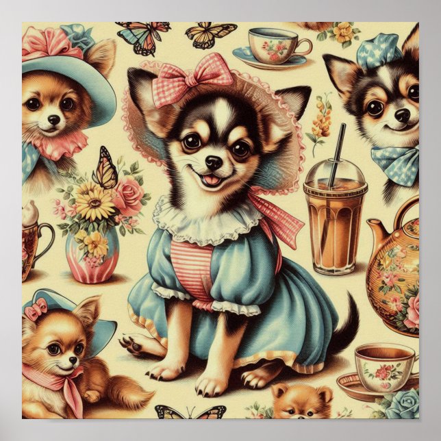 Cute Chihuahua Puppy Painting Poster (Framsidan)