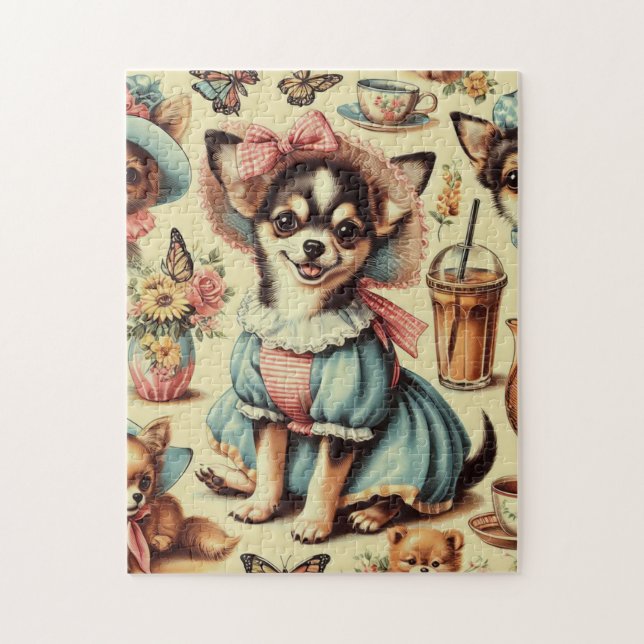 Cute Chihuahua Puppy Painting Pussel (Vertikal)