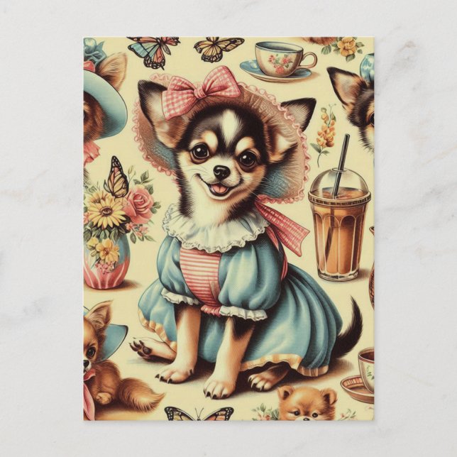 Cute Chihuahua Puppy Painting Vykort (Framsida)