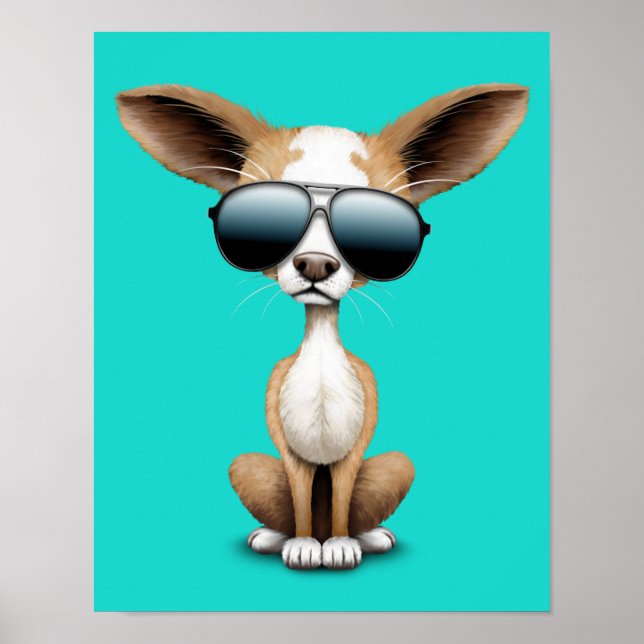 Cute Chihuahua Puppy Wearing Sunglasses Poster (Framsidan)
