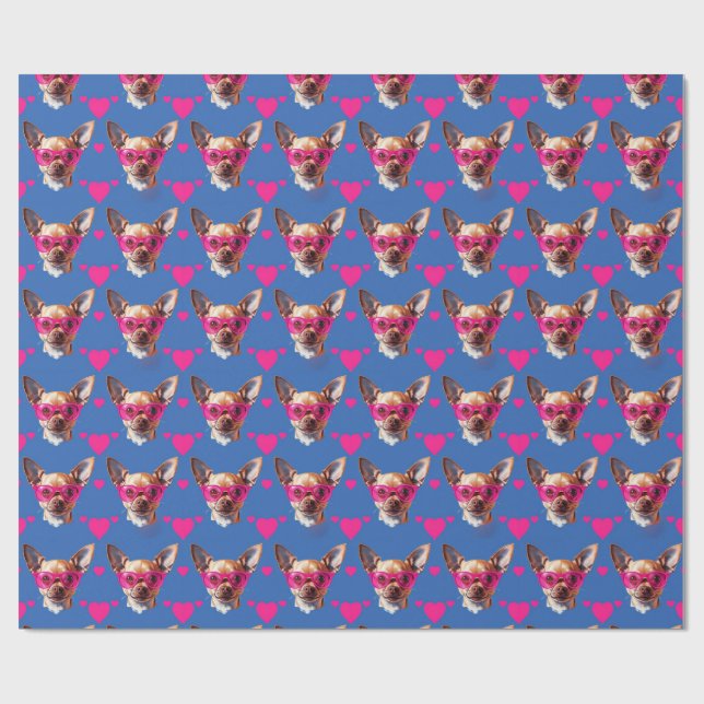 Cute Chihuahua Rosa Sunglasses Wrapping Papper Presentpapper (Platt)