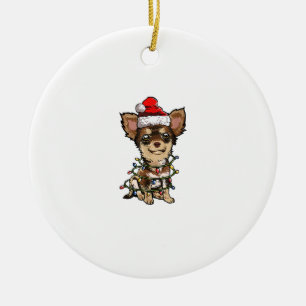 Cute Chihuahua Santa Julgran Ljus Julafton Do Julgransprydnad Keramik