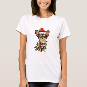 Cute Chihuahua Santa Julgran Ljus Julafton Do T Shirt