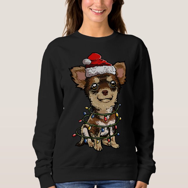 Cute Chihuahua Santa Julgran Ljus Julafton Do T Shirt (Framsida)