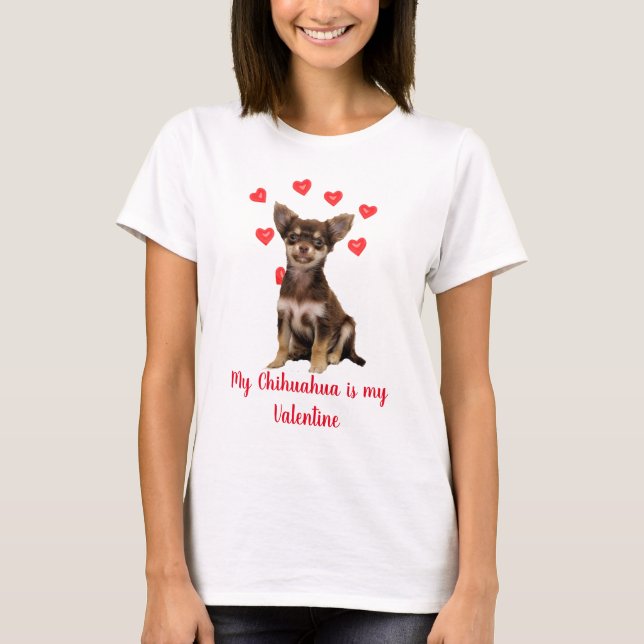 Cute Chihuahua Valentine for Hundälskares Helgdag T Shirt (Framsida)