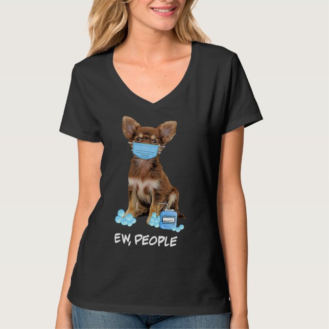 Cute Chihuahua Wearing Ansikte Mask Ew T Shirt (Framsida)