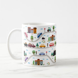 Cute Chilcape Buss Car Tecknad Mönster Kaffemugg