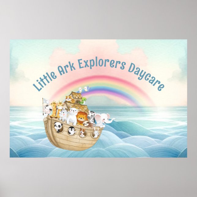 Cute Child Care Daycare Noahs Ark Business Poster (Framsidan)