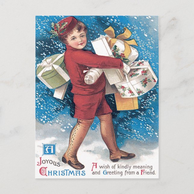 Cute Child Carting Presenter Holly Snö Vykort (Framsida)