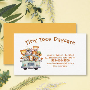 Cute Child Daycare Childcare Safari Jungle Animal Visitkort