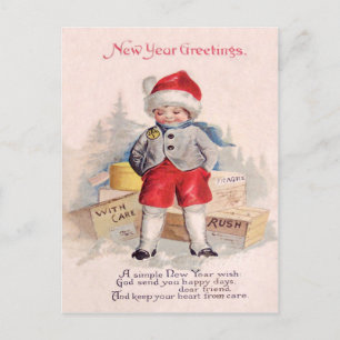 Cute Child Snö Paket Mail Vykort