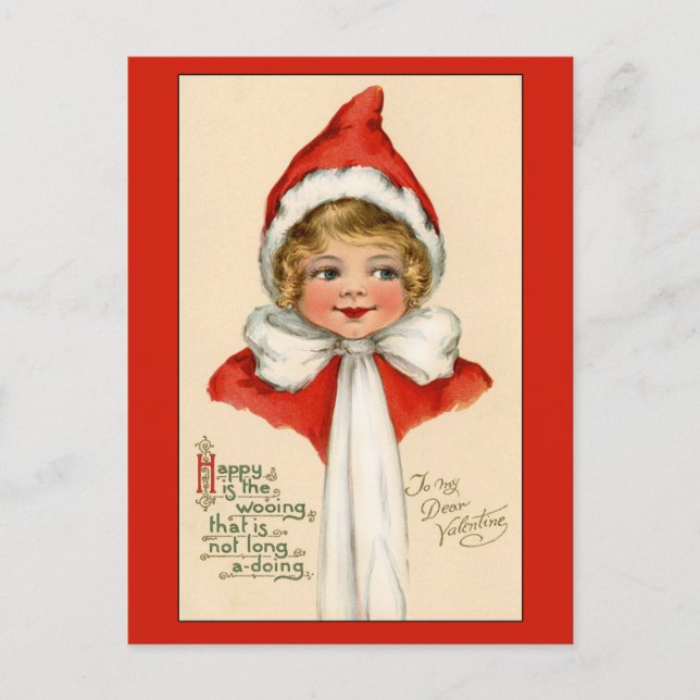 Cute Child Victorian Valentine Card Helg Vykort (Framsida)