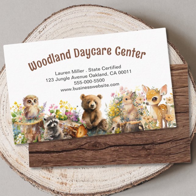 Cute Childcare Daycare Woodland Animals Visitkort (Skapare uppladdad)