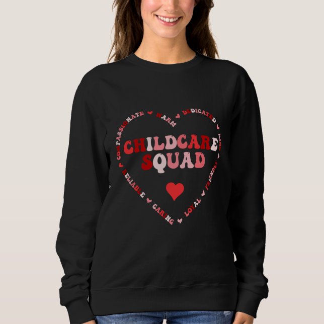 Cute Childcare Squad Valentines Day Heart T Shirt (Framsida)