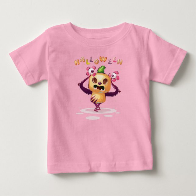Cute Childisch pumkin Halloween Monster Småbarn T Shirt (Framsida)