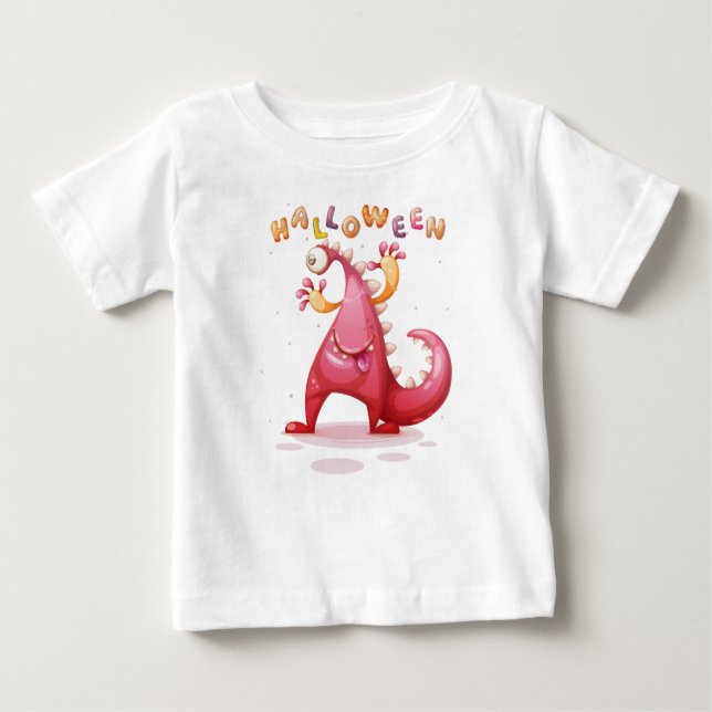 Cute Childisk Dino Halloween Monster Småbarn T Shirt (Framsida)