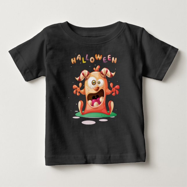 Cute Childisk Halloween Monster Småbarn T Shirt (Framsida)