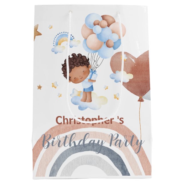 Cute children Balloon African American boys Birthd (Baksidan)