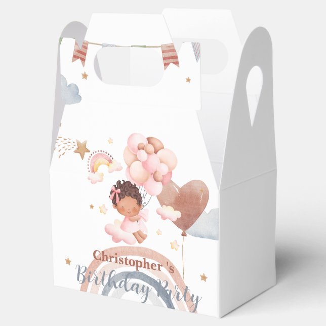 Cute children Balloon African American Girl Birthd Presentaskar (Öppnad)