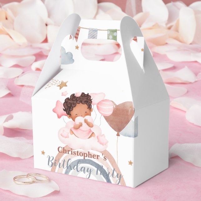 Cute children Balloon African American Girl Birthd Presentaskar (Bröllop)
