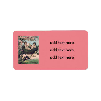 Cute Children Bird Nest Träd Adressetikett