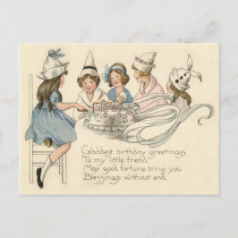 Cute Children Caking Birday Cake Party Vykort