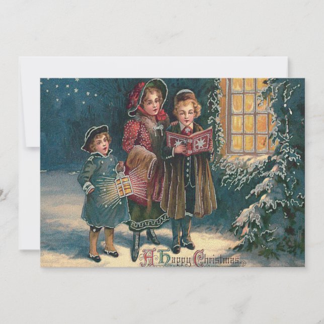 Cute Children Carolers Caroling Inbjudningar (Framsida)