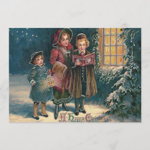 Cute Children Carolers Caroling Inbjudningar