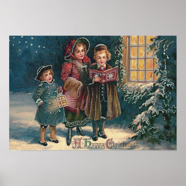 Cute Children Carolers Caroling Poster (Framsidan)