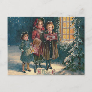 Cute Children Carolers Caroling Vykort