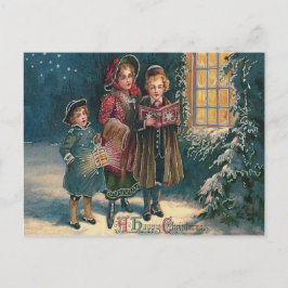 Cute Children Carolers Caroling Vykort