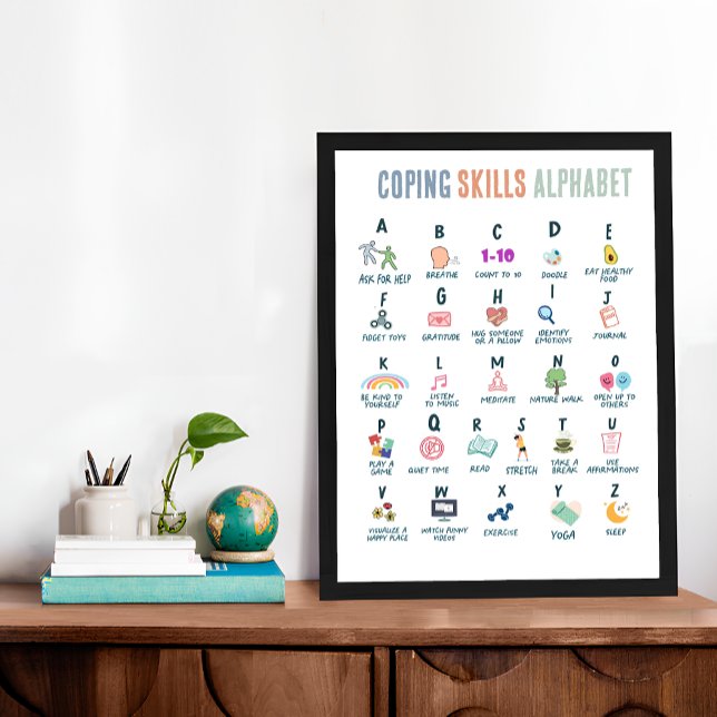 Cute children Coping Skill Alphabet, Mental Health Poster (Cute kids Coping Skill Alphabet, Mental Health Poster)