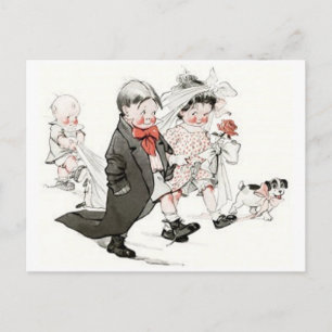Cute Children Doing The Wedding March Vykort