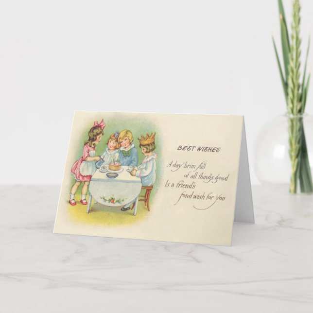 Cute Children Födelsedagsfest Cake Kort (Framsida)