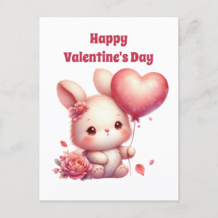 Cute children Glad Valentine Day bunny Helg Vykort