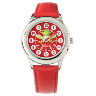 Cute children groda och namn red watch armbandsur