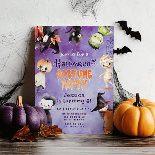 Cute children Halloween costume party Inbjudningar
