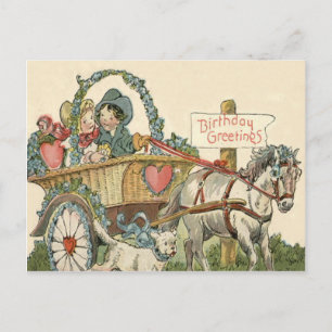 Cute Children Horse Hund riage Vykort