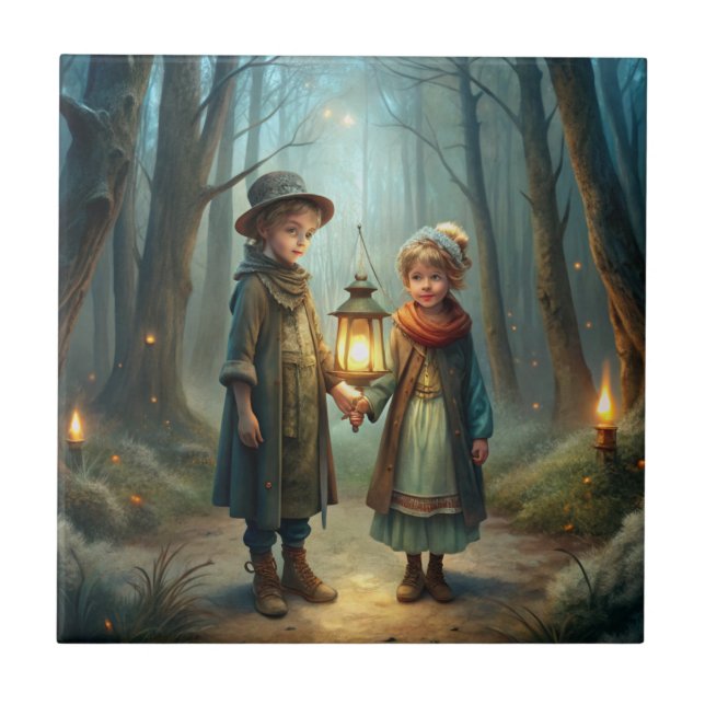 Cute Children in Winter Kakelplatta (Framsidan)