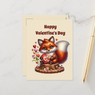 Cute children Lycklig Valentine fox Helg Vykort