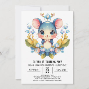 Cute Children Mouse Bird Inbjudningar