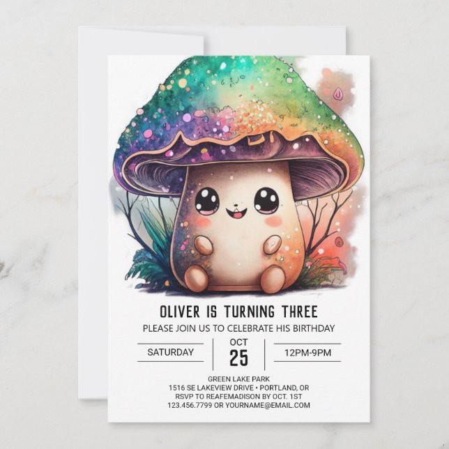 Cute Children Mushroom Birthday-inbjudan Inbjudningar (Framsida)