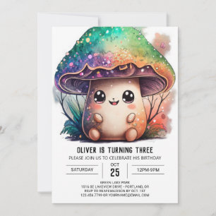 Cute Children Mushroom Birthday-inbjudan Inbjudningar