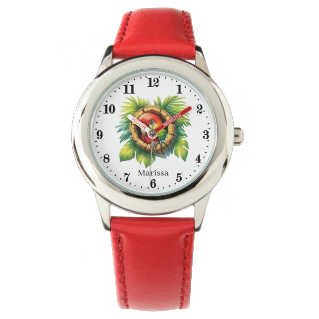 Cute children parrot unisex add namn armbandsur (Framsida)