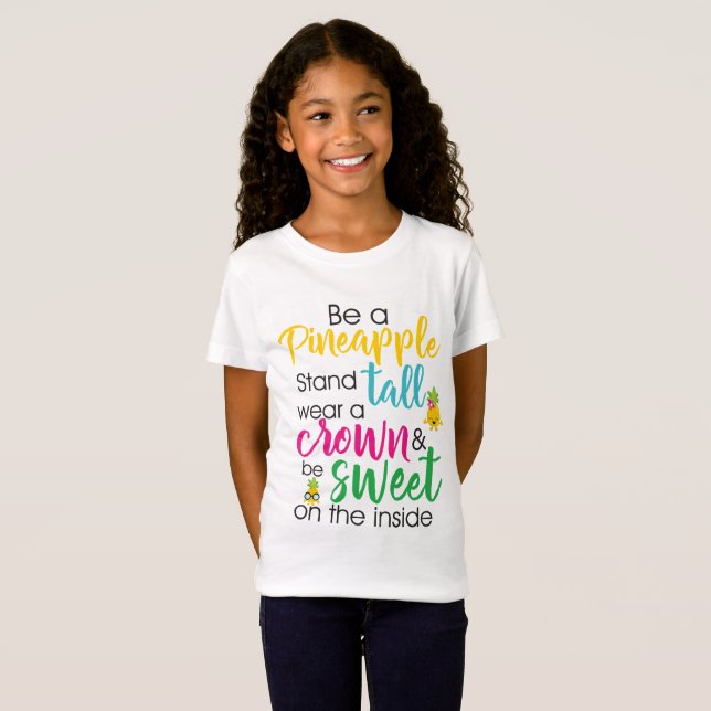 Cute children pineapple ord art t-shirt (Hel framsida)