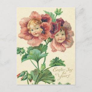 Cute Children Red Carnation Vykort