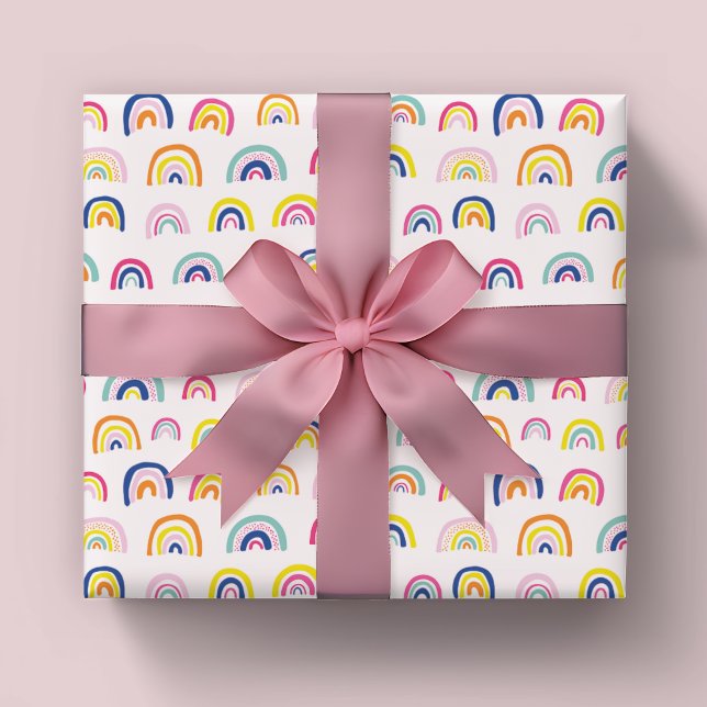 Cute children regnbåge mönster presentpapper (Kids rainbow pattern wrapping paper sheets, ideal for girls birthday and baby shower giftwrap)