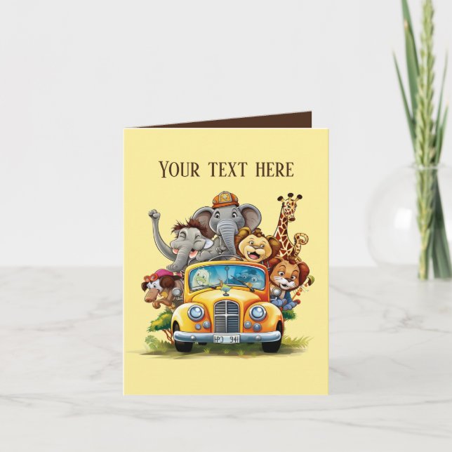 Cute children Safari animals add text any syfte Ca Kort (Framsida)