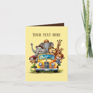 Cute children Safari animals add text any syfte Ca Kort